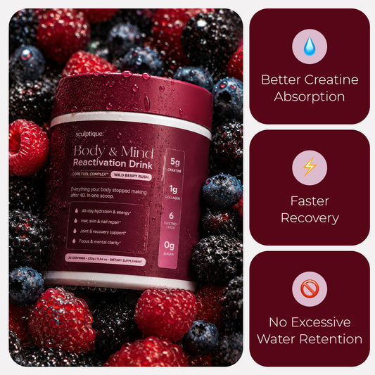 Creatine, Collagen & Electrolytes Drink For Women - Wild Berry Rush Flavor
